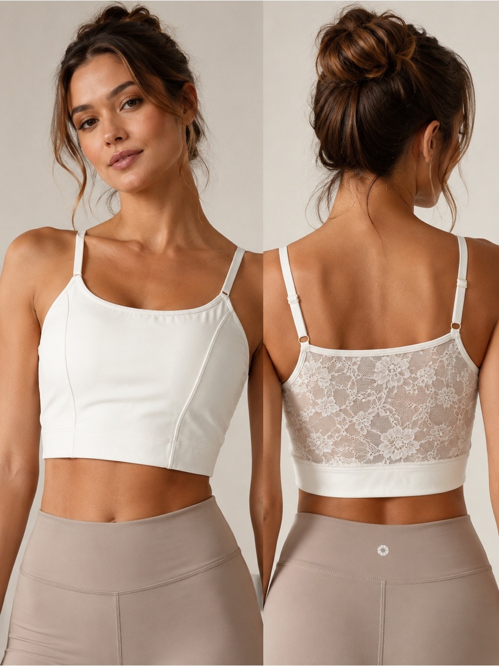 DAVIN & ADLEY Nursing Bra Longline Cami Ivory Cream Lace Back Maternity L